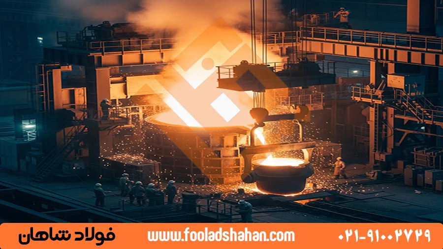 ورق سیاه چیست؟ راهنمای جامع فولاد شاهان برای آشنایی با انواع، کاربردها و نکات خرید ورق سیاه 6 تولید فولاد مذاب در کوره قوس الکتریکی