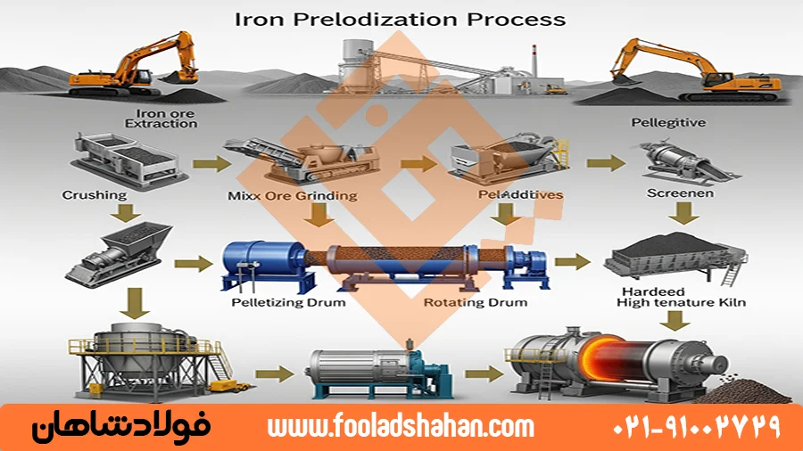 ورق سیاه چیست؟ راهنمای جامع فولاد شاهان برای آشنایی با انواع، کاربردها و نکات خرید ورق سیاه 5 فرآیند تولید گندله از سنگ آهن