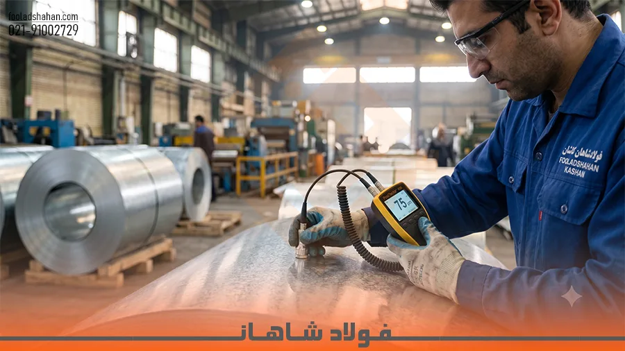 اندازه‌گیری ضخامت پوشش ورق گالوانیزه کاشان